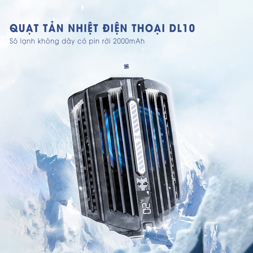 Quạt tản nhiệt điện thoại sò lạnh SIDOTECH DL10 không dây pin 2000mAh đèn led RGB chơi game pubg freefire liên quân