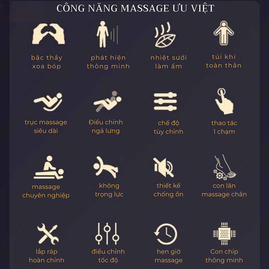 Ghế Massage Toàn Thân Cao Cấp HP01 Túi Khí 12 Điểm Xoa Bóp, Ghế Massage 3D Toàn Thân Có Sưởi Hồng Ngoại Giảm Đau Nhức