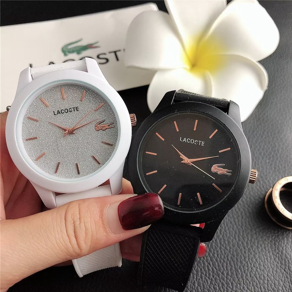 Đồng Hồ Đeo Tay Lacoste Mặt Tròn Đính Kim Cương Dây Da Dành Cho Cặp Đôi