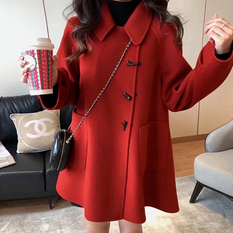 Áo Khoác Len Dáng Dài Cỡ Lớn s-2xl Thời Trang Xuân Thu Cho Nữ