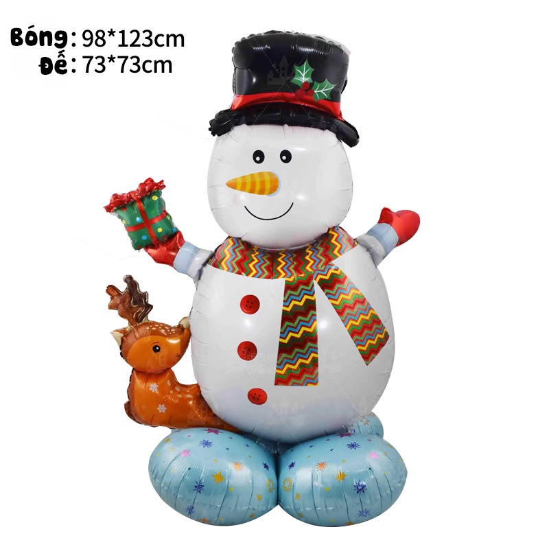 Bong Bóng Kiếng Size Lớn Trang Trí Tiệc Giáng Sinh Noel Merry Christmas 4D Hoạt Hình Người Tuyết Ông Già Noel Cây Thông