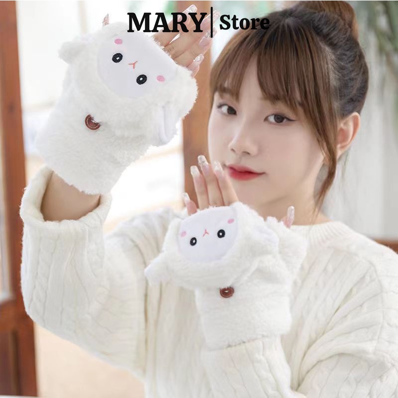 Găng tay nữ MARY Găng len lông thú cute bao tay đi phượt đi chơi thời trang mùa đông