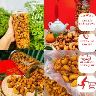 Hạt điều rang tỏi ớt thơm ngon,điều bình phước hạt giòn nguyên vị, hộp 500gr