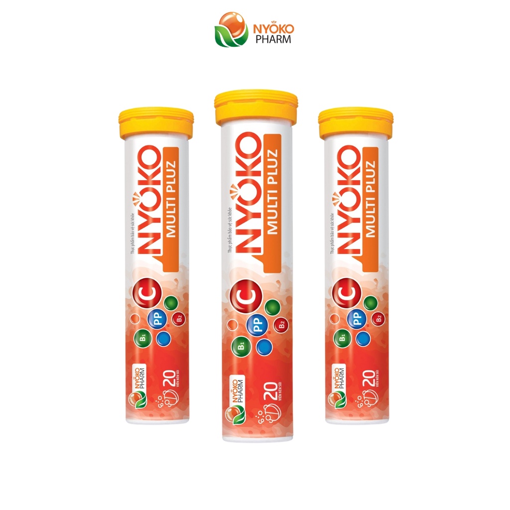 Viên sủi vitamin Multi Pluz NYOKO có chiết xuất nhân sâm tăng sức đề kháng cho cơ thể hộp 1 lọ 20 viên