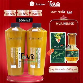 Cặp Dầu Gội Xả Gatase Collagen 500ml Chính Hãng - dầu gội xả
