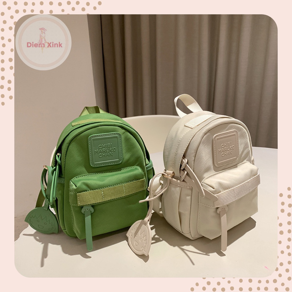 Balo Mini Nữ Vải Maruco Chan Nylon Chống Thấm Nhẹ Nhiều Ngăn Phong Cách Nhật Bản Đi Học Đi Chơi Size 19 cm T 43