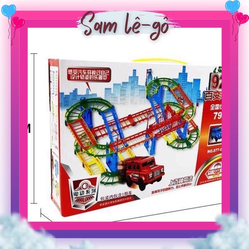 Bộ lắp ráp mô hình đường đua ô tô sáng tạo cho bé phát triển tư duy