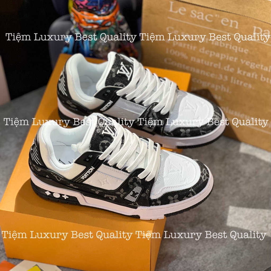Giày Thể Thao Nam LV Trainer Black White Giày LV Đen Trắng Cao Cấp