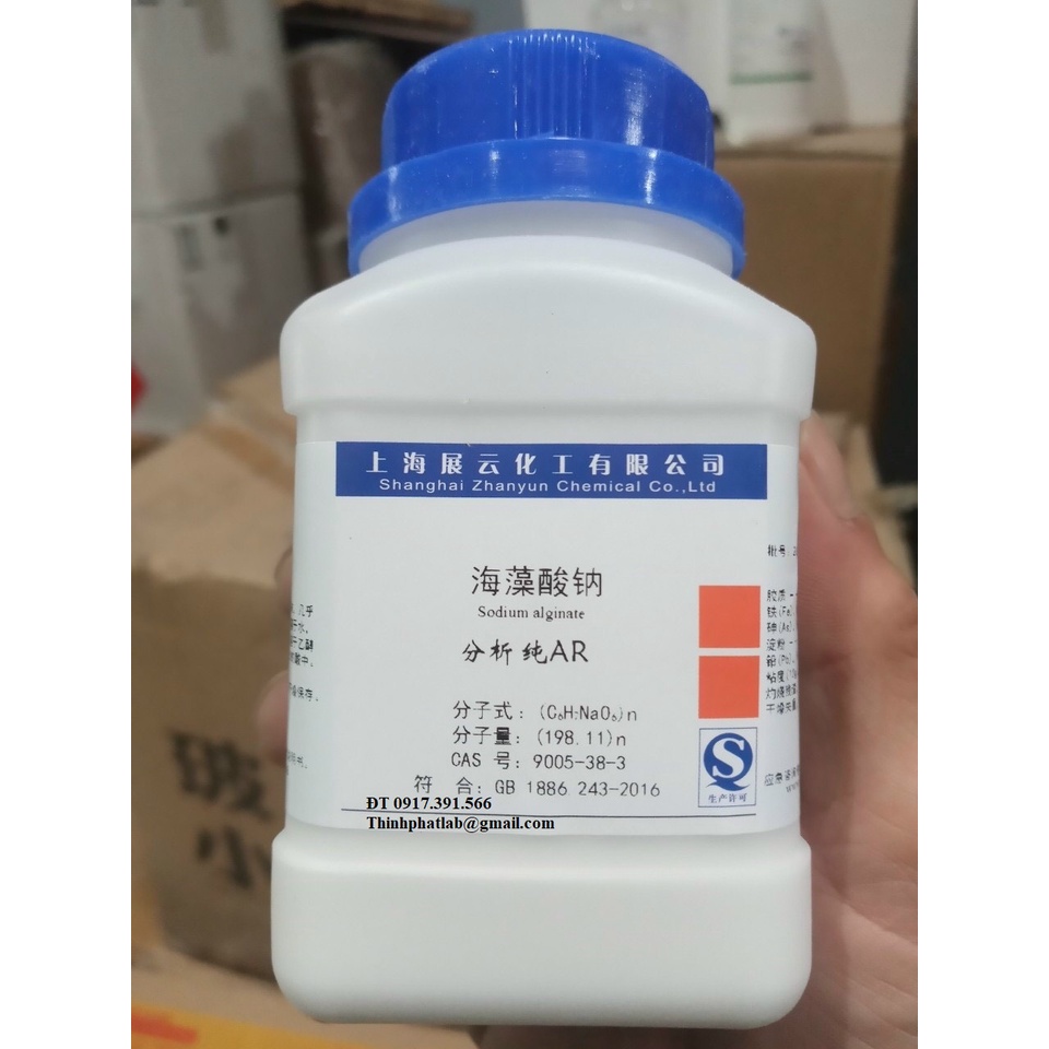 Hóa chất Sodium alginate CAS 9005-38-3 C6H7O6Na lọ 100g natri alginate; Trung Quốc