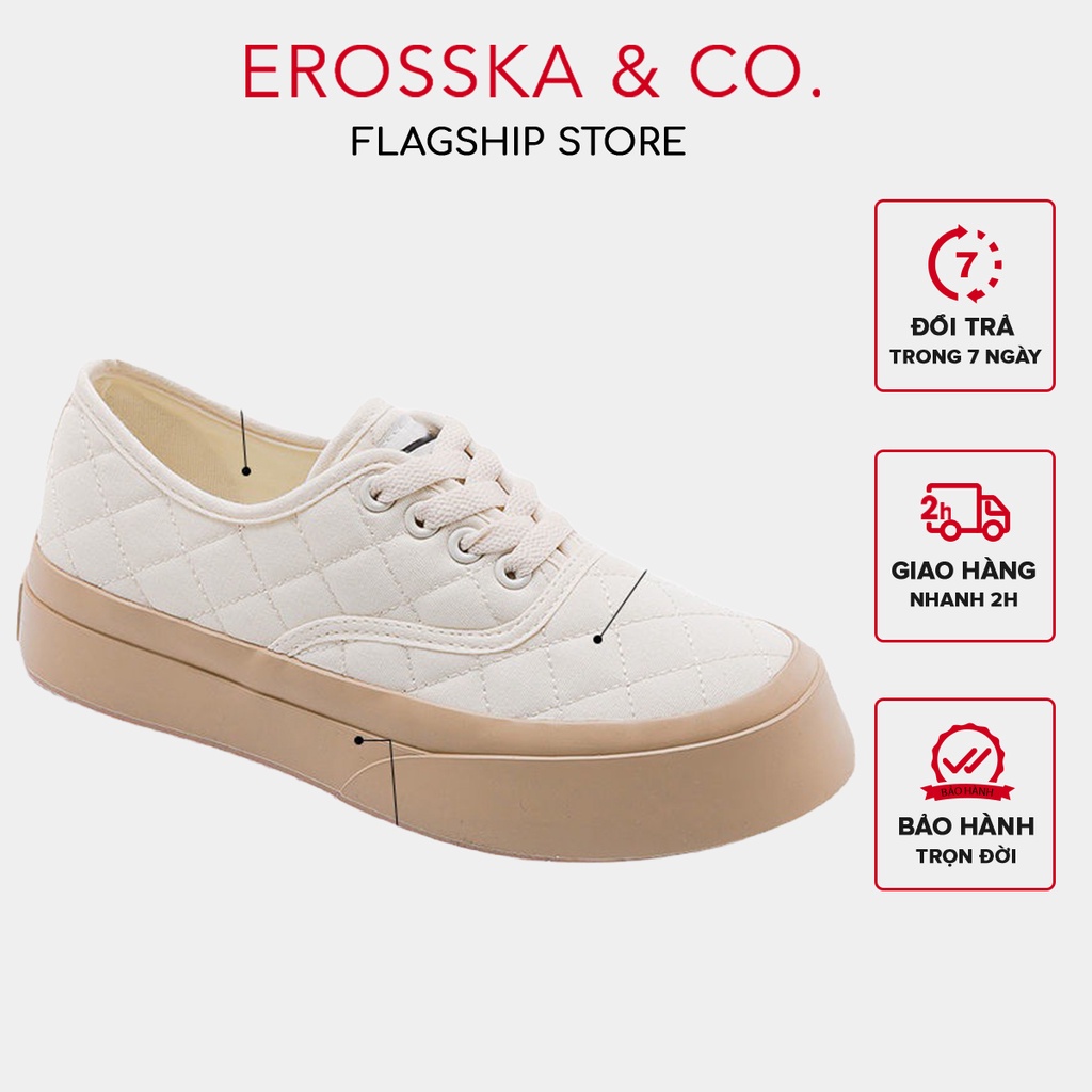 Erosska - Giày sneaker đế dày phối kem đi học phong cách vintage màu trắng - GS014