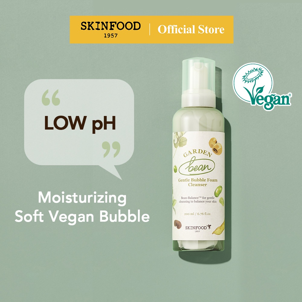  100% Vegan Garden Bean Bubble Foam Cleanser 200ml / Gentle & Nourishing / One Step Cleanser w/o Irritation & Stripping