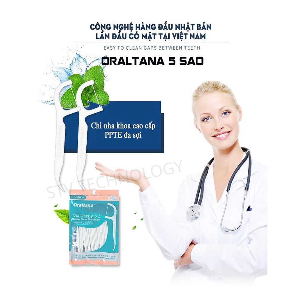 Tăm Chỉ Nha Khoa Oraltana Hộp 100 Cái Chăm Sóc Và Làm Sạch Răng Miệng