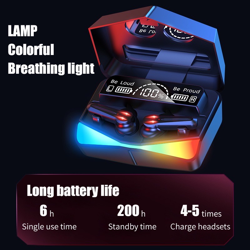 Tai Nghe Nhét Tai Không Dây Bluetooth TWS M28 Có Đèn LED Nhiều Màu