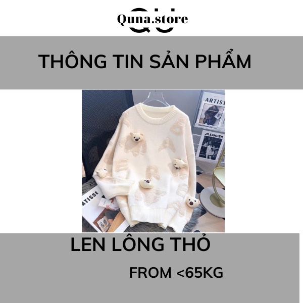 Áo len sweater chữ xù nổi đính gấu rời AL85