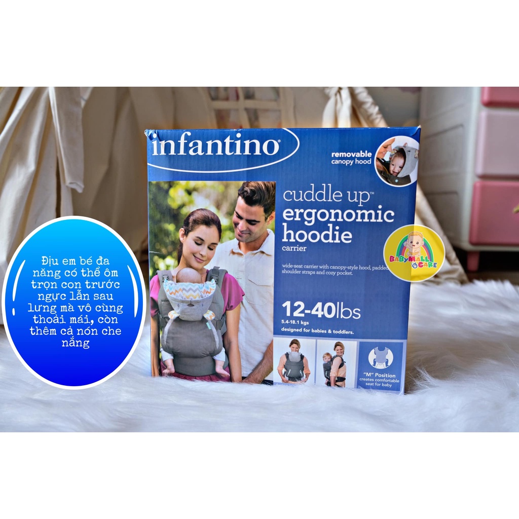 Địu Infantino Cuddle Up Ergonomic Hoodie Carrier