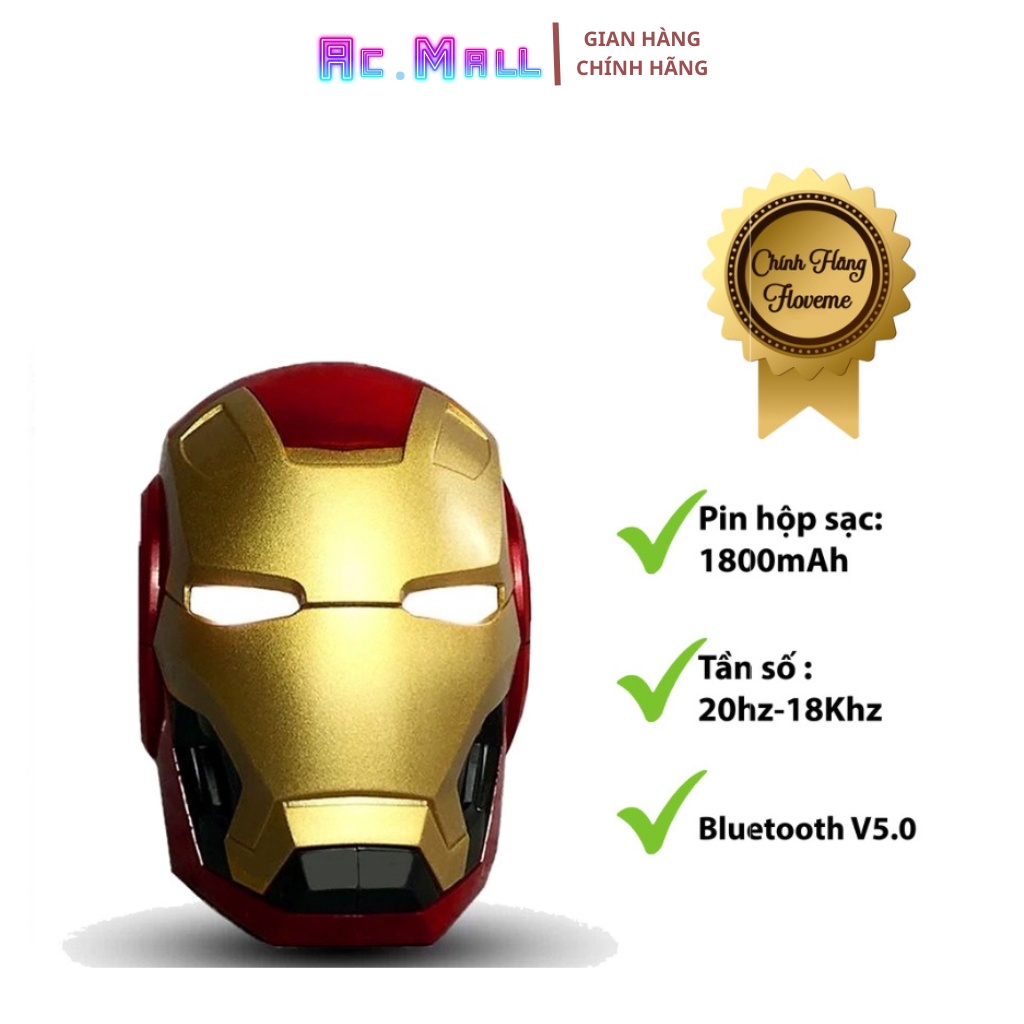 Loa Bluetooh Không Dây Siêu Bass Floveme MK 46 Iron Man Endgame Cầm Tay, Nghe Nhạc Cực Hay, Mắt Có Đèn Led - AC MALL