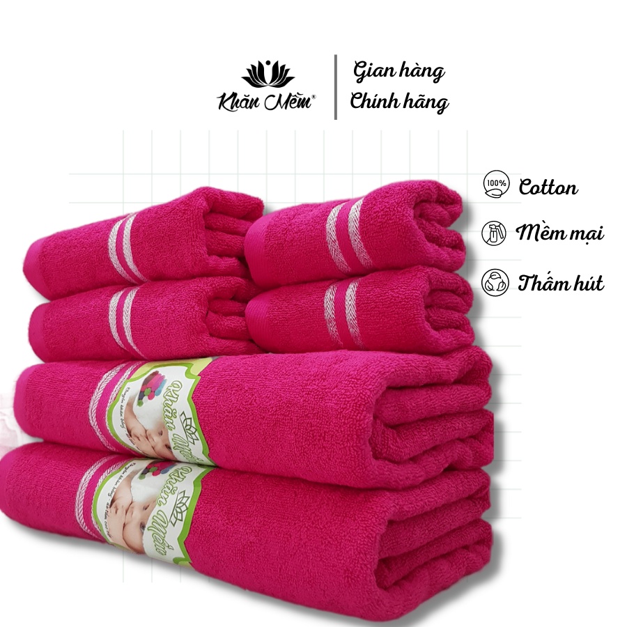 Bộ Combo 6 Khăn Cao Cấp Khăn Mềm Gia Đình 100% Cotton, Không Ra Màu, Không Xổ Lông, Thấm Hút Nước Siêu Tốt