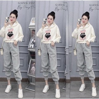 Sét bộ nỉ mũ kèm quần bom sẵn hàng SL72
