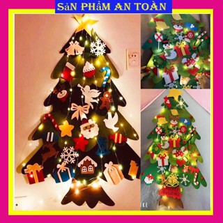 (full đèn led và phụ kiện) )Sét cây thông Noel vải nỉ tự trang trí dịp giáng sinh, cây thông noel vải nỉ