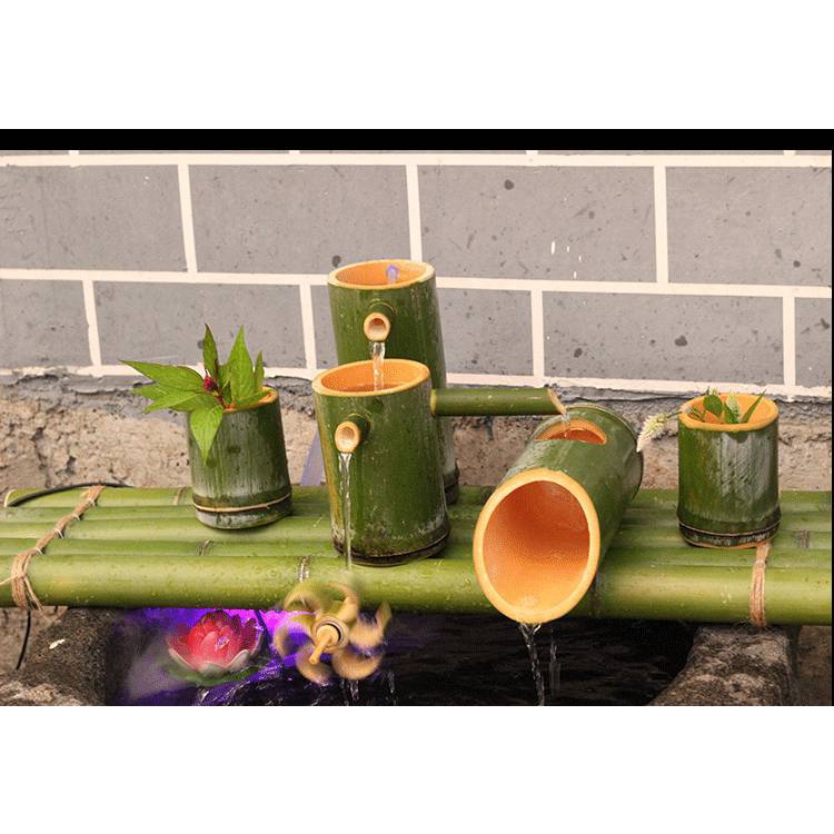 thác nước tiểu cảnh bằng tre