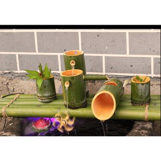 Thác nước tiểu cảnh bằng tre