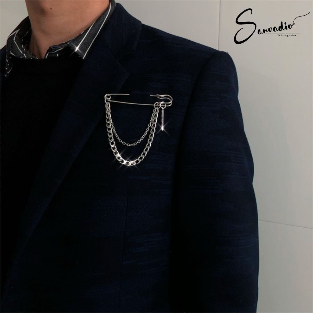 Ghim cài áo kim loại phong cách hiphop - Gim cài áo vest titan mẫu 1 ghim