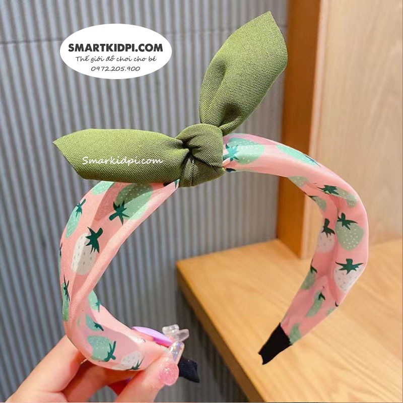 Bờm tóc, băng đô vải lụa cài tóc đính nơ to đủ màu sắc dễ thương xinh xắn cho bé gái