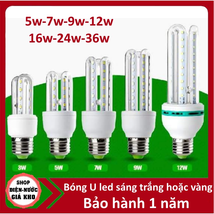 BÓNG ĐÈN LED 5W, 9W, 12W, 16W, 20W, 24W, 30W, 36W CHỮ U- NGUỒN 220V SIÊU SÁNG TIẾT KIỆM ĐIỆN giá cực rẻ