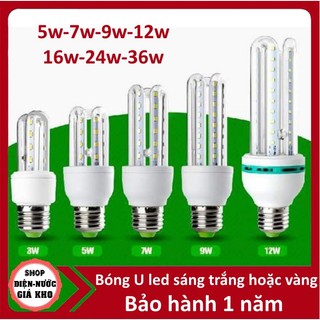 BÓNG ĐÈN LED 5W, 9W, 12W, 16W, 20W, 24W, 30W, 36W CHỮ U SIÊU SÁNG TIẾT KIỆM ĐIỆN giá cực rẻ