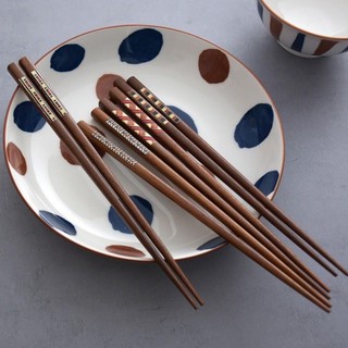 Bộ 5 Đôi Đũa Gỗ Đầu Nhọn Thiết Kế Theo Phong Cách Nhật Bản Hoa Văn Hoạ Tiết Độc Đáo