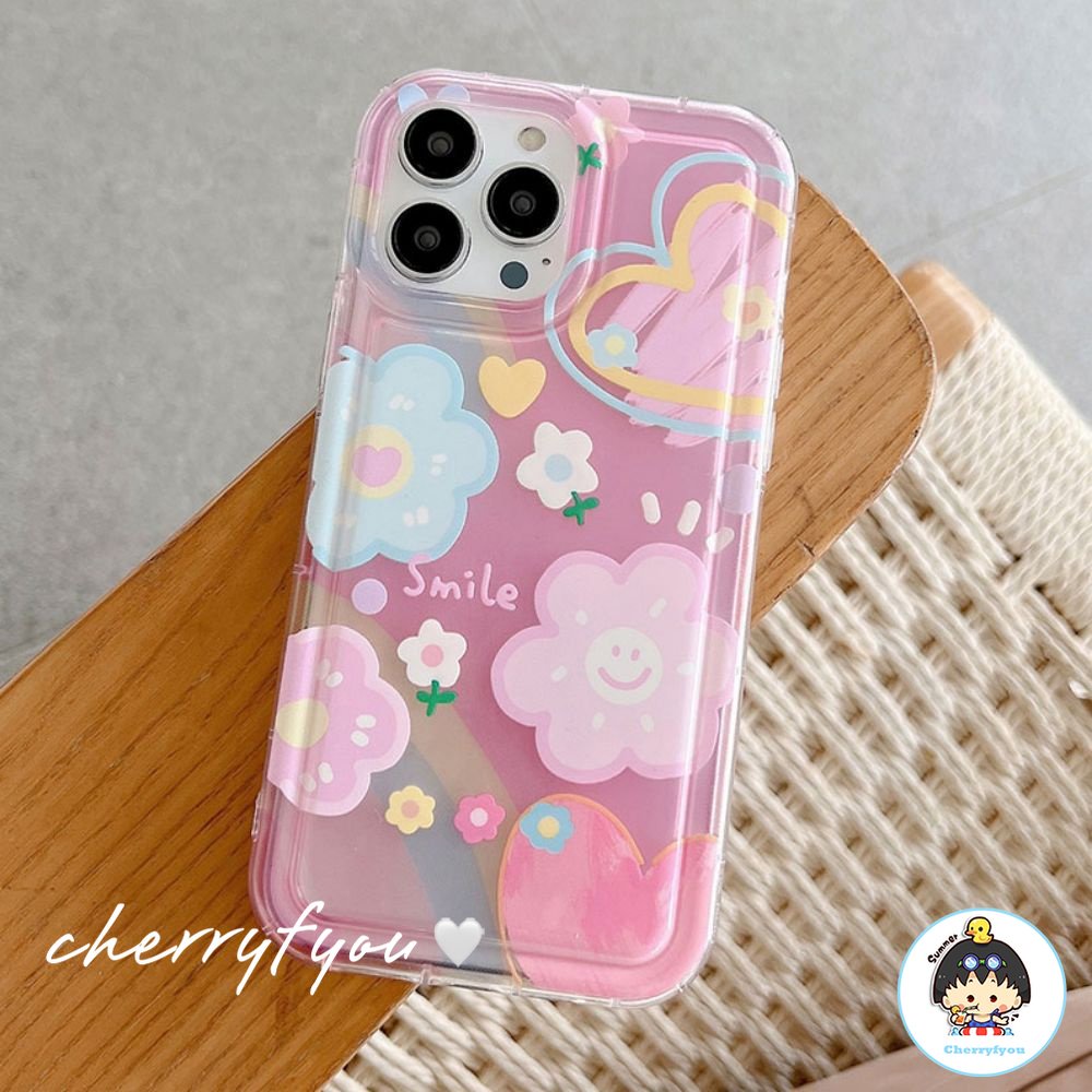 Ốp Điện Thoại TPU Mềm Trong Suốt Họa Tiết Hoa Mặt Cười Cho IPhone 11 12 13 14 Pro Max XS XR 7 8 Plus
