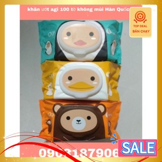[KHÔNG QUÀ ](Hàn Quốc) khăn ướt agi 100 tờ - không mùi