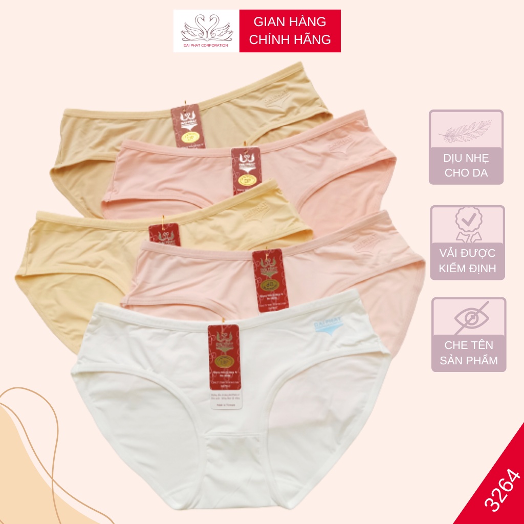 Quần lót nữ thun lạnh trơn, quần lót cao cấp Đại Phát thẻ in tên siêu thoáng khí kháng khuẩn 50-57kg