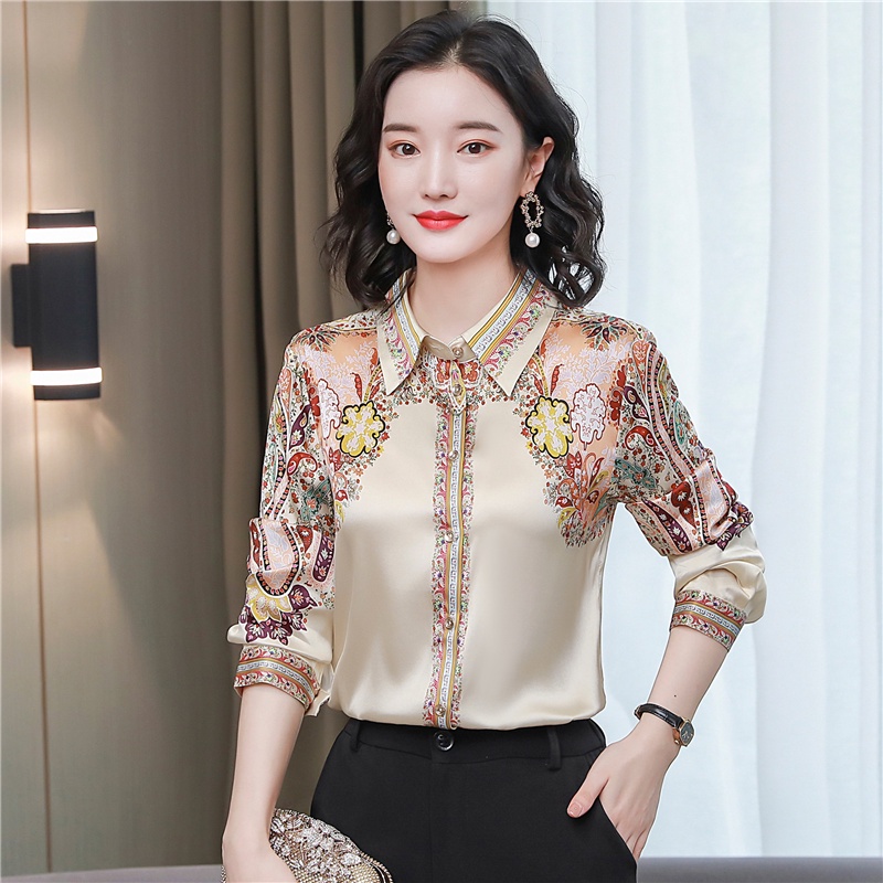 Áo Sơ Mi Lụa Mulberry Cao Cấp In Họa Tiết Đẹp Mắt Đa Năng208283 Áo Khoác Thiết Kế Mới Thời Trang Dành Cho Mùa Thu