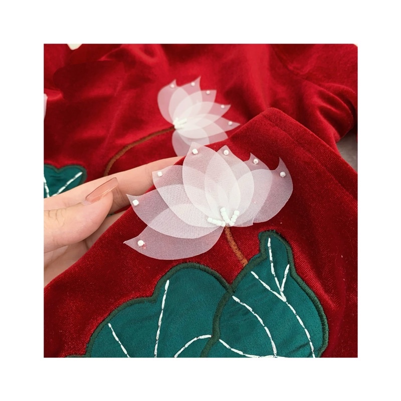 Áo dài Sen Kèm mấn cho bé