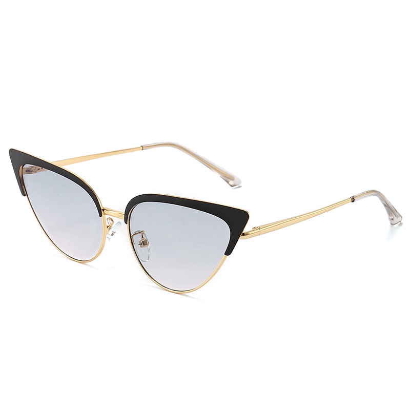 Hàng Sang Trọng [Hàng Sang Trọng] Kính Râm Mắt Mèo Gọng Kim Loại Thiết Kế Thời Thượng Cho Nữ