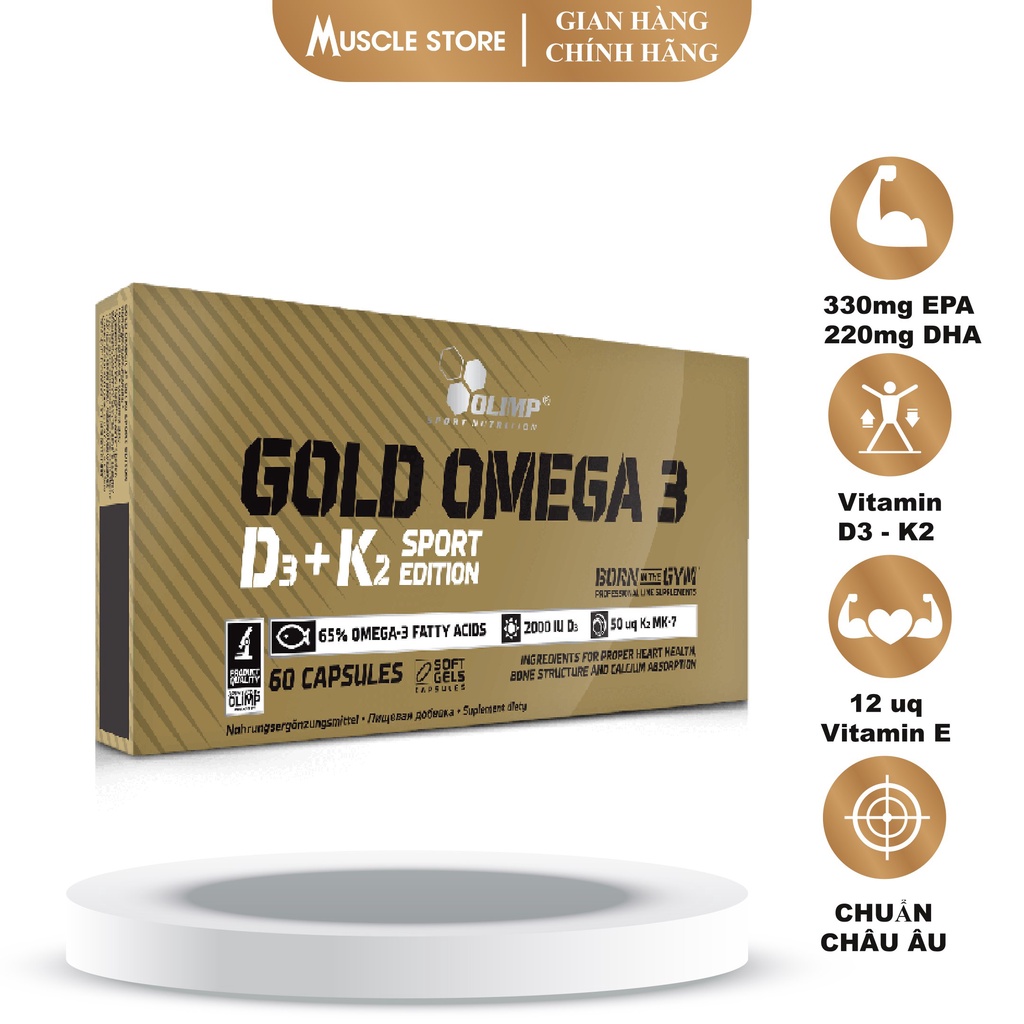 Gold Omega 3 D3 K2 Olimp Sport, Viên Uống Bổ Sung Dầu Cá, Vitamin D3+K2+E