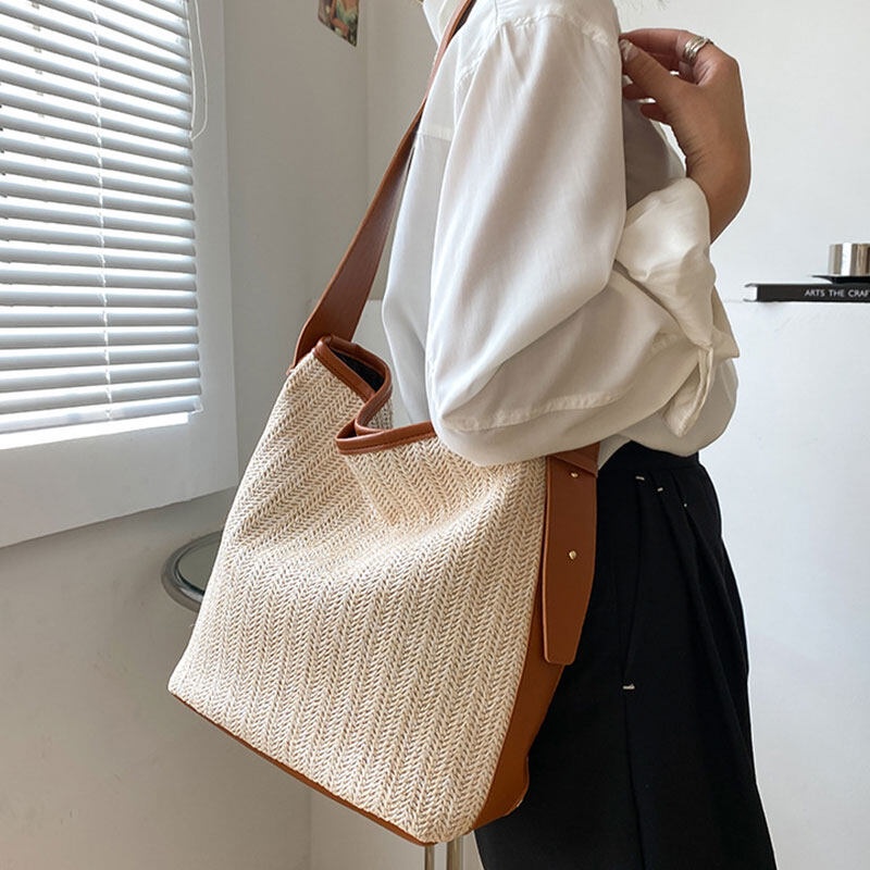 MISCHA Túi Xách Đan Rơm Thời Trang Nữ Tính