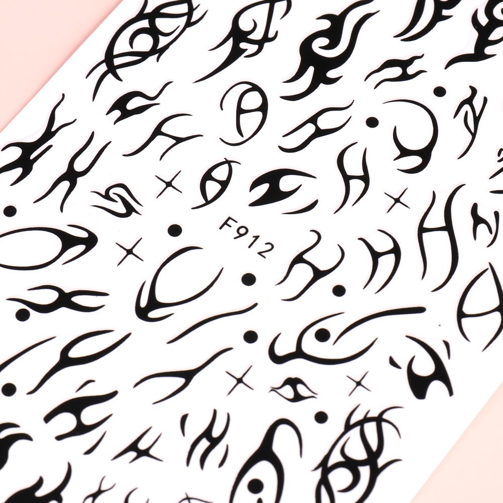 Miếng Dán Trang Trí Móng Tay 3D Họa Tiết Hoa Lá / Bướm / Mặt Trăng / Chữ Cái Màu Trắng BEF915