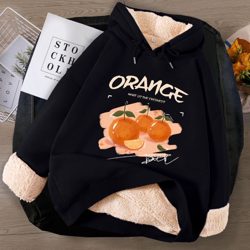 Áo Hoodie Lót Lông Cừu Dày Phong Cách Thu Đông Mới
