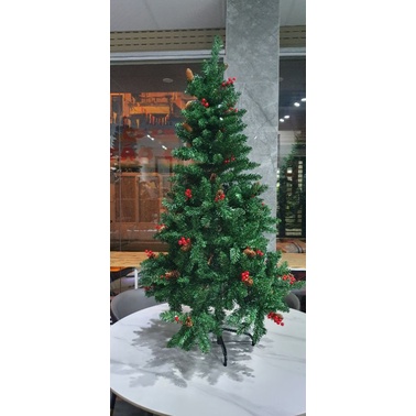 Cây thông noel 1,5m có sẵn trái đỏ và quả thông dày lá 1,5m