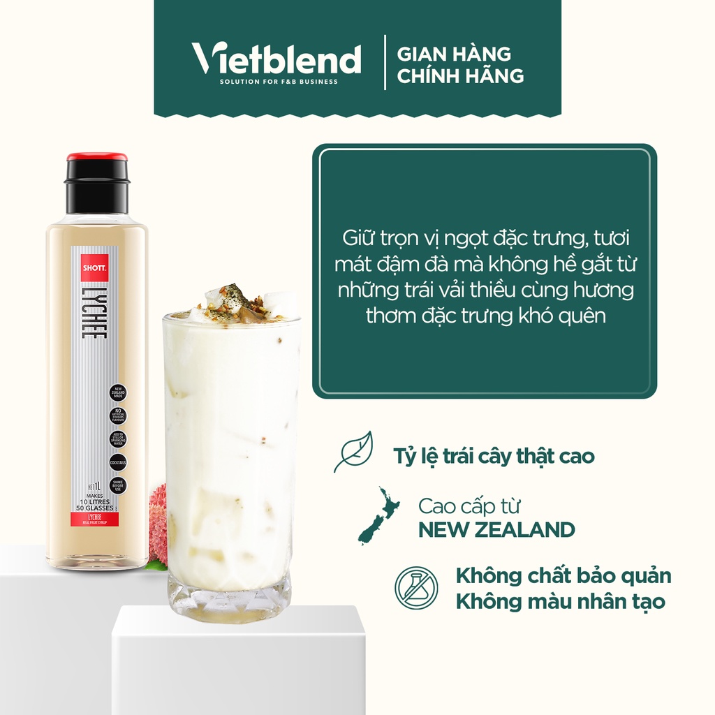 Syrup SHOTT vị Vải Lychee chai 1L