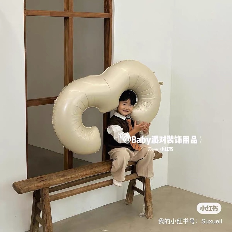 Bong Bóng Số Size Đại 80cm 1 Mét Màu Caramel Và Trắng Sữa Hot Trend Trang Trí Sinh Nhật - Yori Party