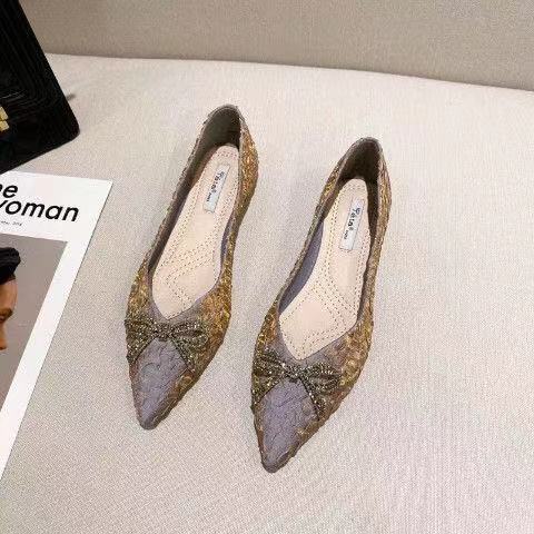 Giày Búp Bê Đế Mềm Mũi Nhọn Đính Đá Thời Trang Mùa Xuân Hàn Quốc 2022 Cho Nữ