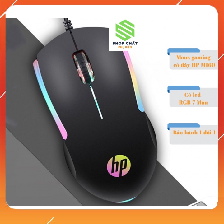 Chuột chơi game có dây, chuột gaming led 7 màu RGB HP M160 có dây dài 1.5m cổng usb chuyên game PHỤ KIỆN SHOP CHẤT