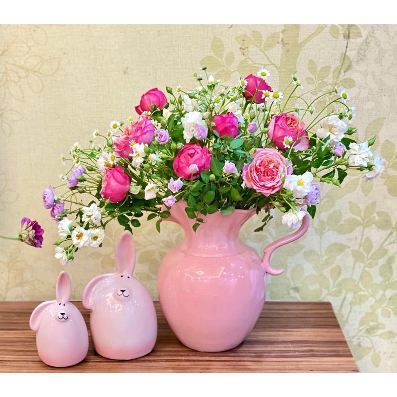 Bình gốm hồng Bát tràng - Lọ hoa Decor