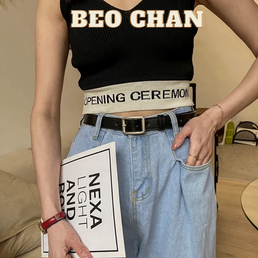 Thắt Lưng Bản Nhỏ Sơn Tùng Nâu Đen 2.3cm Beo Chan Đục Lỗ May Viền Dây Nịt Lưng Nam Nữ Kiểu Hàn Quốc 2.3cm Chữ Nhật Lỗ
