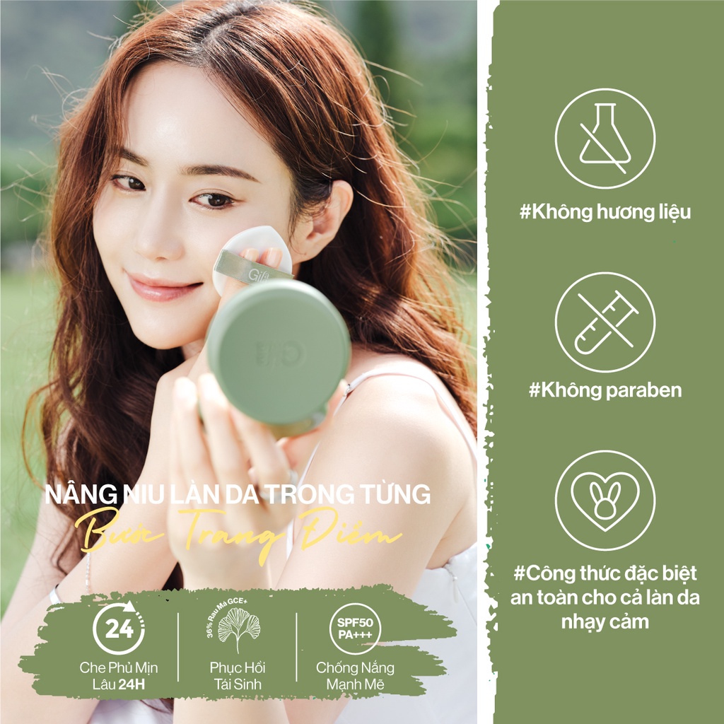 Siêu Phấn Nước Che Phủ GLAMRR Q Vegan Super Cover Cushion SPF50+/PA+++