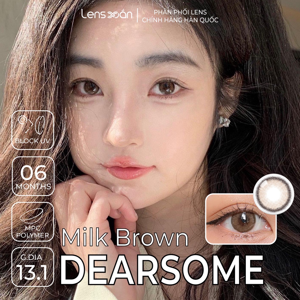 Kính áp tròng cận 6 tháng LENS XOẮN lens tây viền nhẹ tự nhiên OLOLA DEARSOME ASH GRAY MILK BROWN