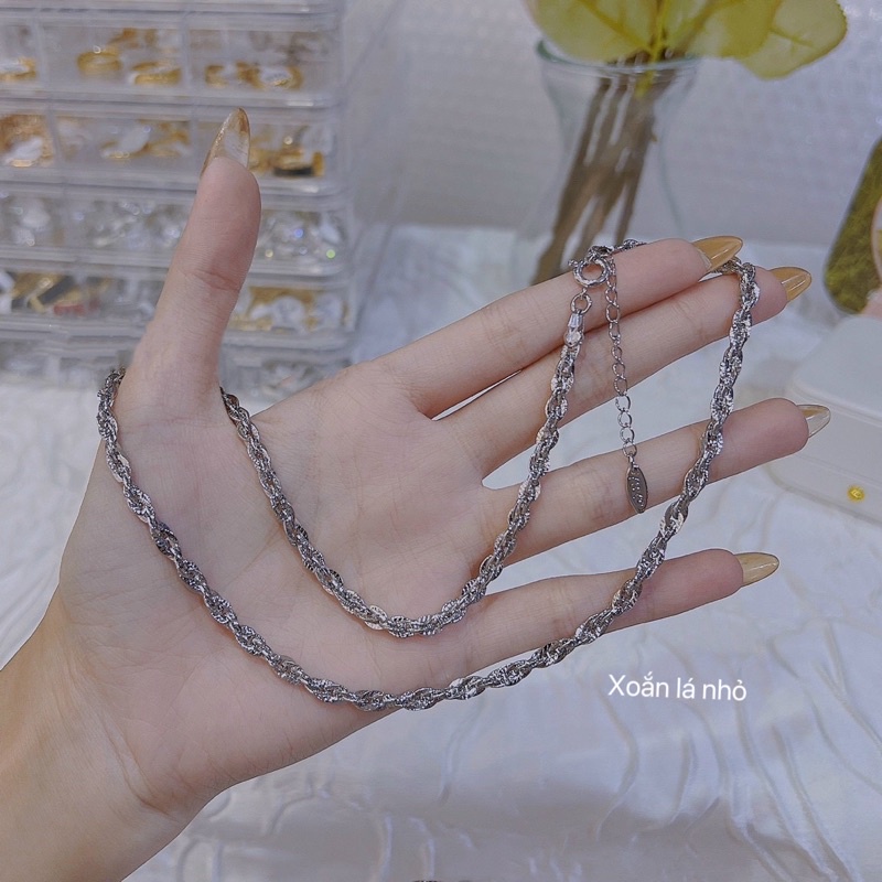 Dây chuyền xoắn xi BẠCH KIM siêu sáng khắc ký hiệu italy